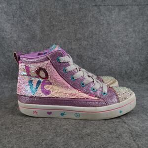 Skechers Shoes Girls 4 High Top Sneakers Flip Kicks Casual Side Zip Purple Kids